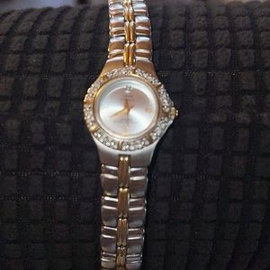 Anne Klein Diamond Chip/Crystal Bezel 2-tone Watch